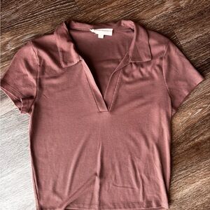 Dusty Rose Collared Baby Tee